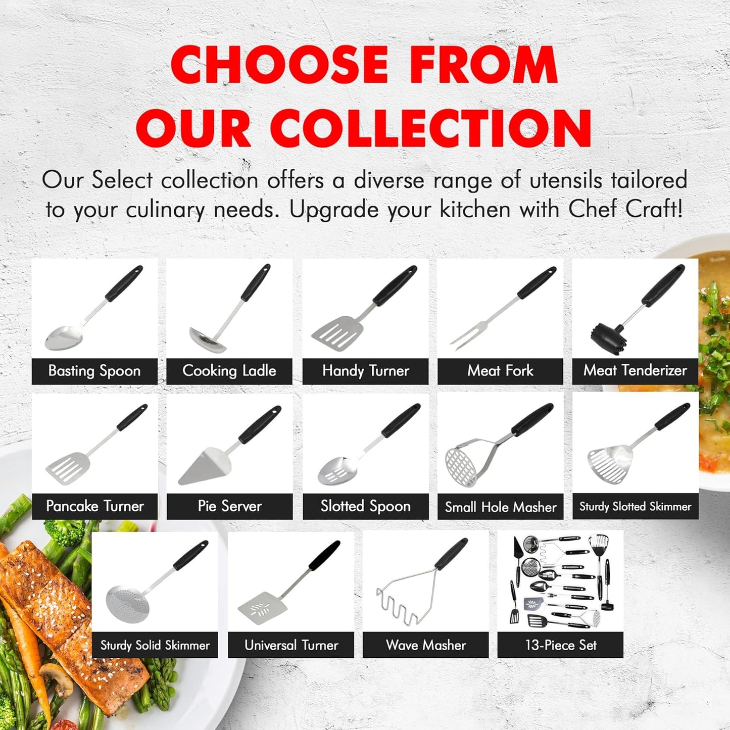 Chef Craft Select Sturdy Masher – Sleek Stainless Steel Kitchen Accent for Modern Home Cooking Spaces