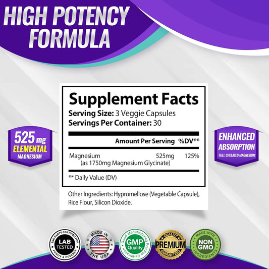 chelated magnesium bisglycinate complex for maximum absorption and bioavailability