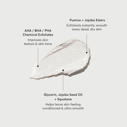 chemical exfoliants: aha (glycolic acid), bha (salicylic acid), and pha blend