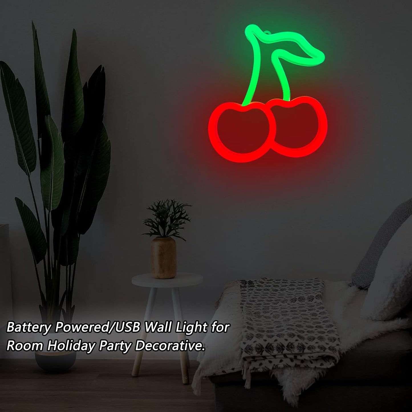 Cherry Neon Sign - Simple and Clean Wall Accent, Understated LED Decor for Modern Home