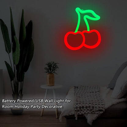 Cherry Neon Sign - Simple and Clean Wall Accent, Understated LED Decor for Modern Home
