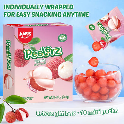 chewy gummy candy consistency designed for age 3+ and labeled for school, party, roadtrip, and gift occasions