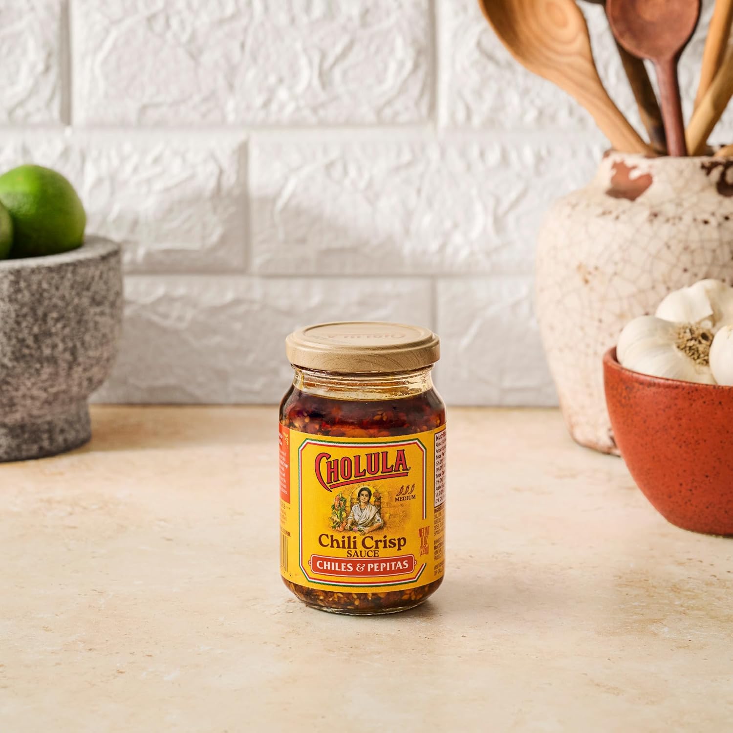 Cholula Chili Crisp Chiles & Pepitas – Quick Office Lunch Upgrade for Meal Prep and Desk-Side Snacks, 8 oz