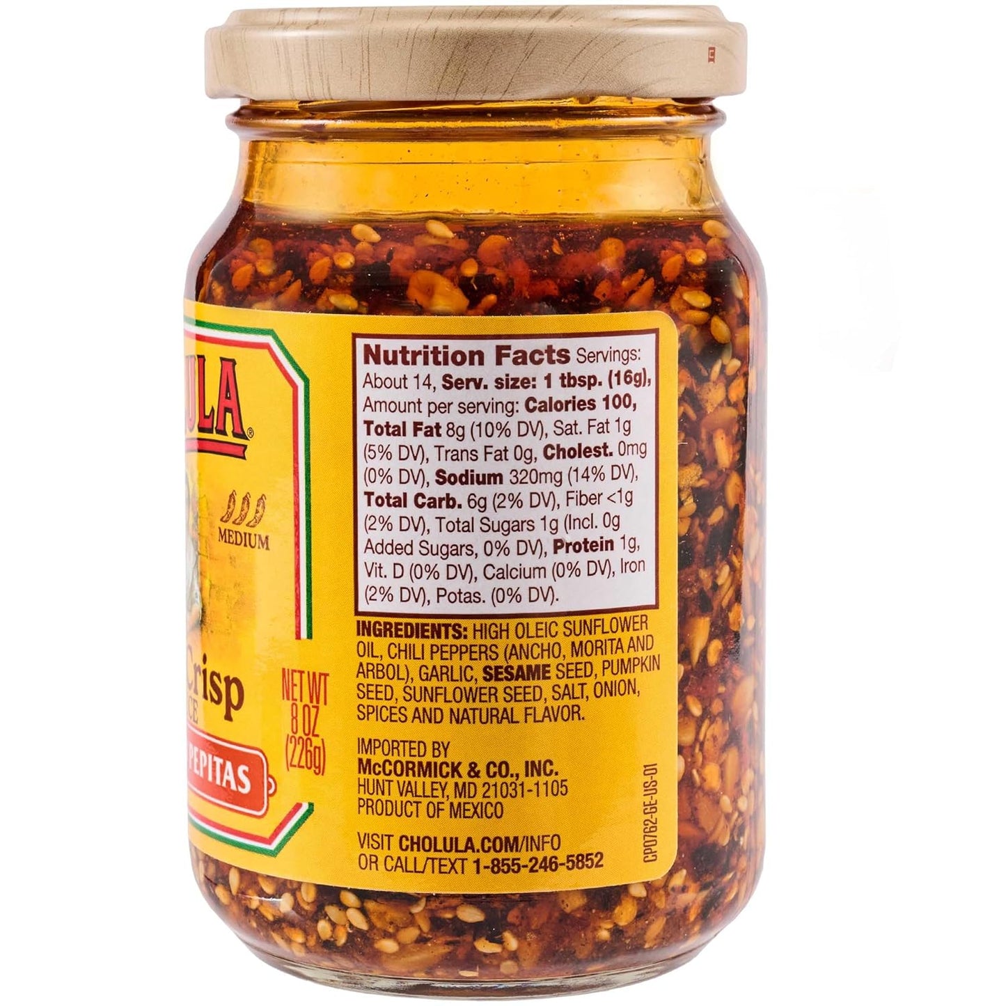 Cholula Chili Crisp Chiles & Pepitas – Quick Office Lunch Upgrade for Meal Prep and Desk-Side Snacks, 8 oz