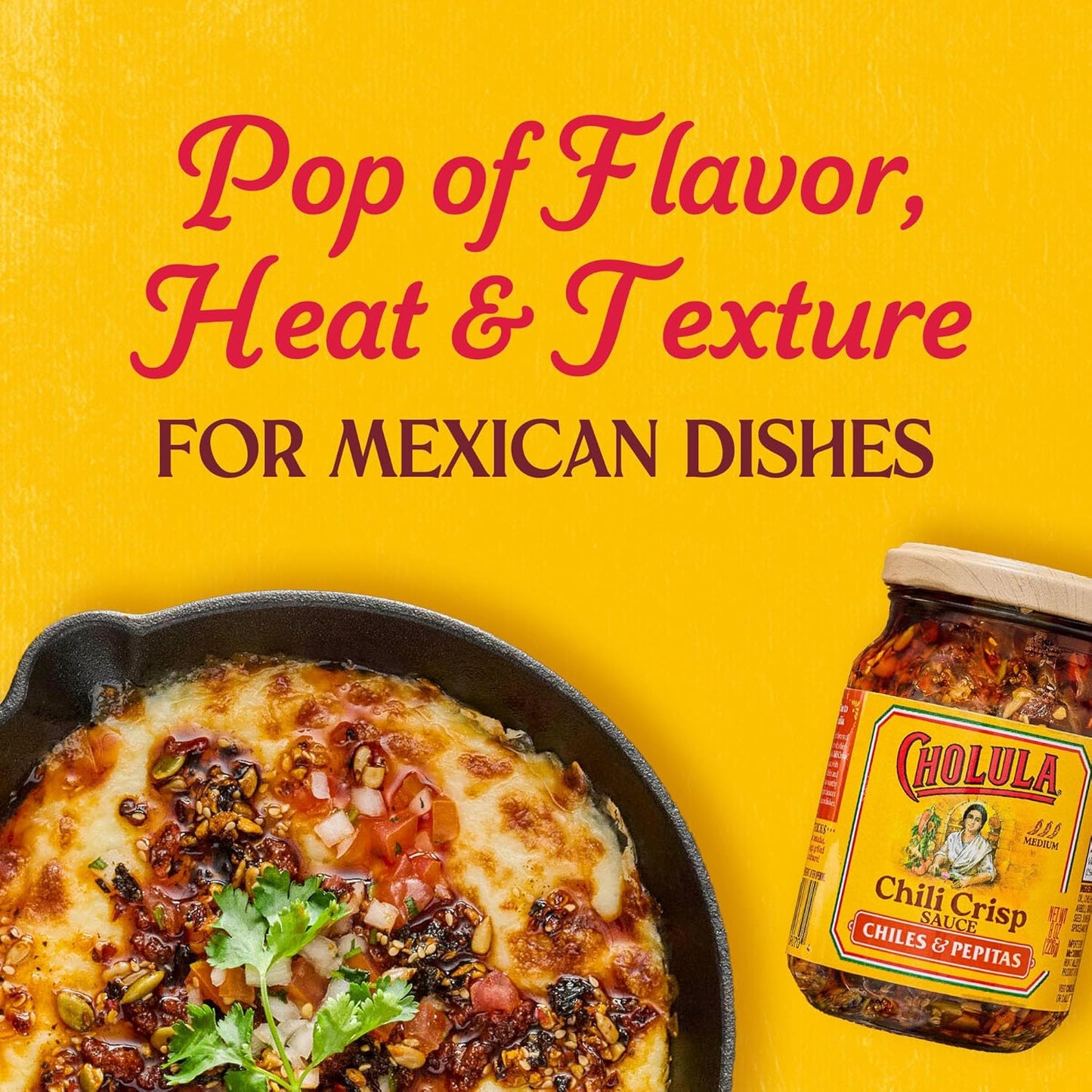 Cholula Chili Crisp Chiles & Pepitas – Quick Office Lunch Upgrade for Meal Prep and Desk-Side Snacks, 8 oz