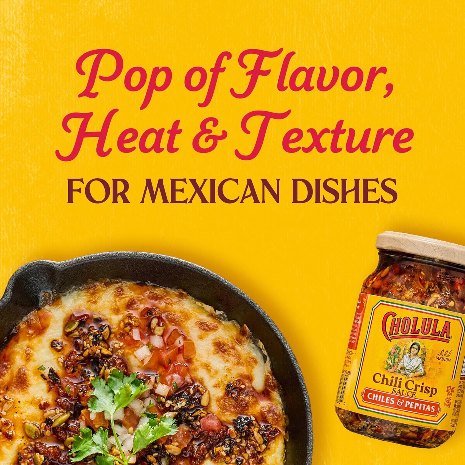 Cholula Chili Crisp Chiles & Pepitas – Quick Office Lunch Upgrade for Meal Prep and Desk-Side Snacks, 8 oz