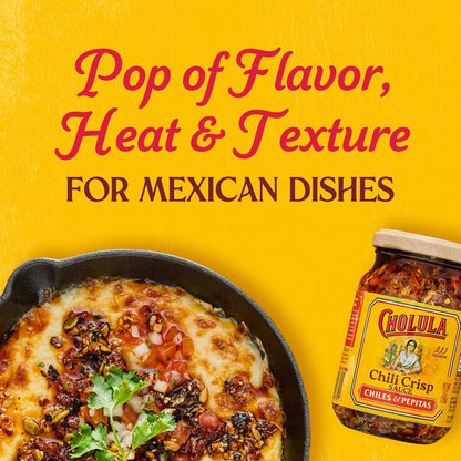 Cholula Chili Crisp Chiles & Pepitas – Quick Office Lunch Upgrade for Meal Prep and Desk-Side Snacks, 8 oz