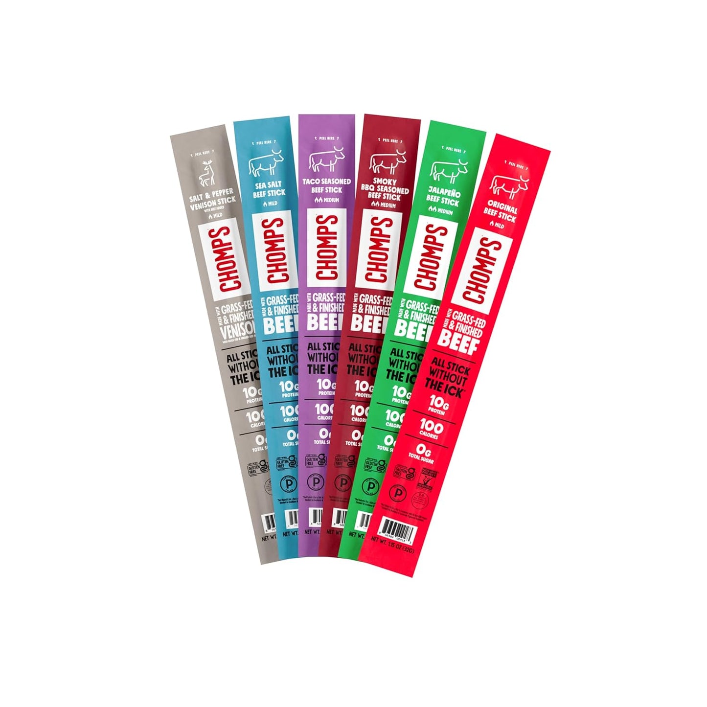 Chomps Grass-Fed Meat Sticks – Portable Protein Snack for Hiking and Backpacking Trips