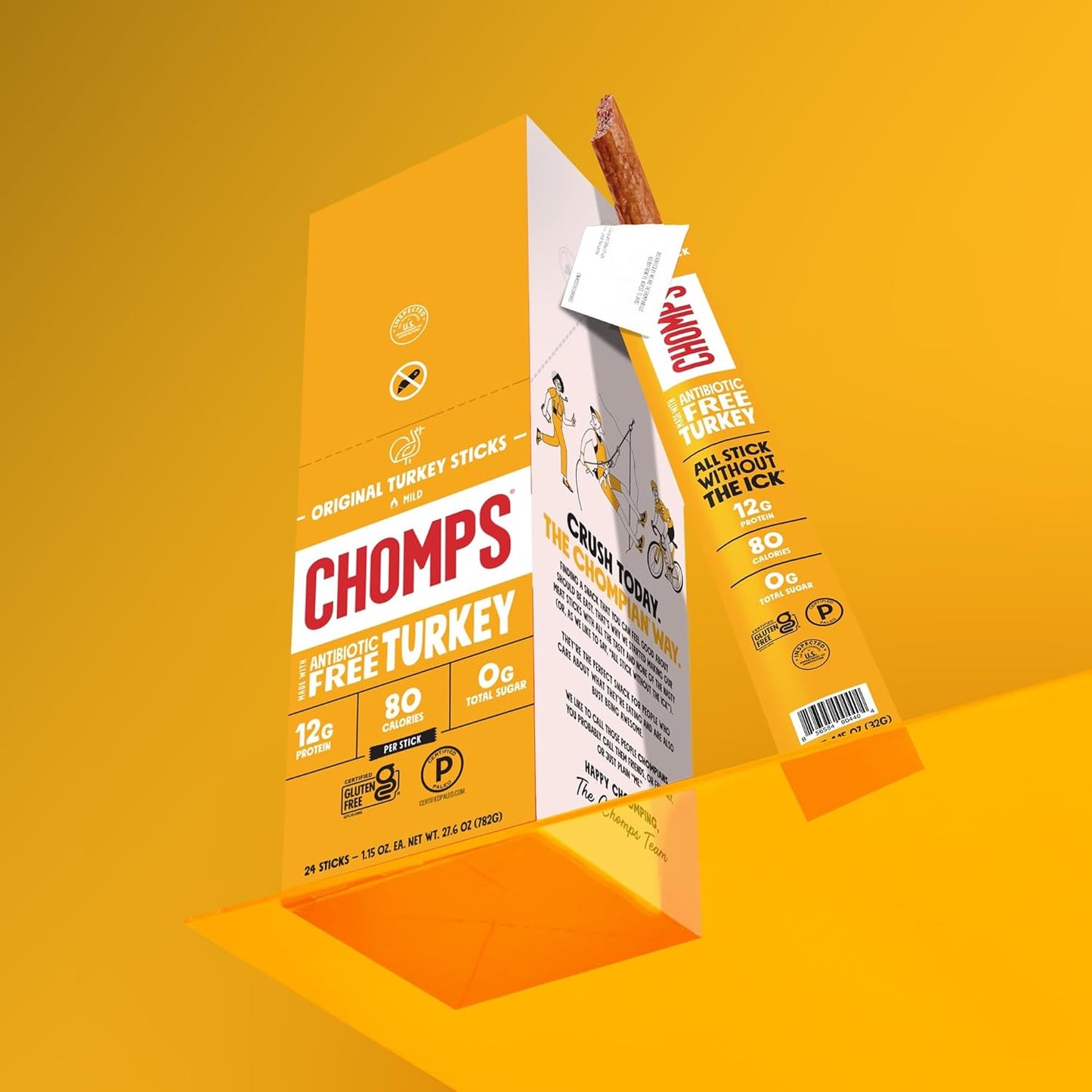 Chomps Original Turkey Jerky Meat Snack Sticks 10-Pack – Clean Protein Snack for Mindful Keto and Paleo Pantry