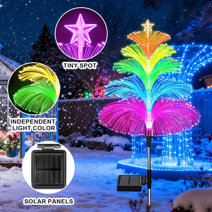 Christmas Gift for Her – Waterproof Solar Fiber Optic Tree Lights 3 Pack for Front Porch and Garden