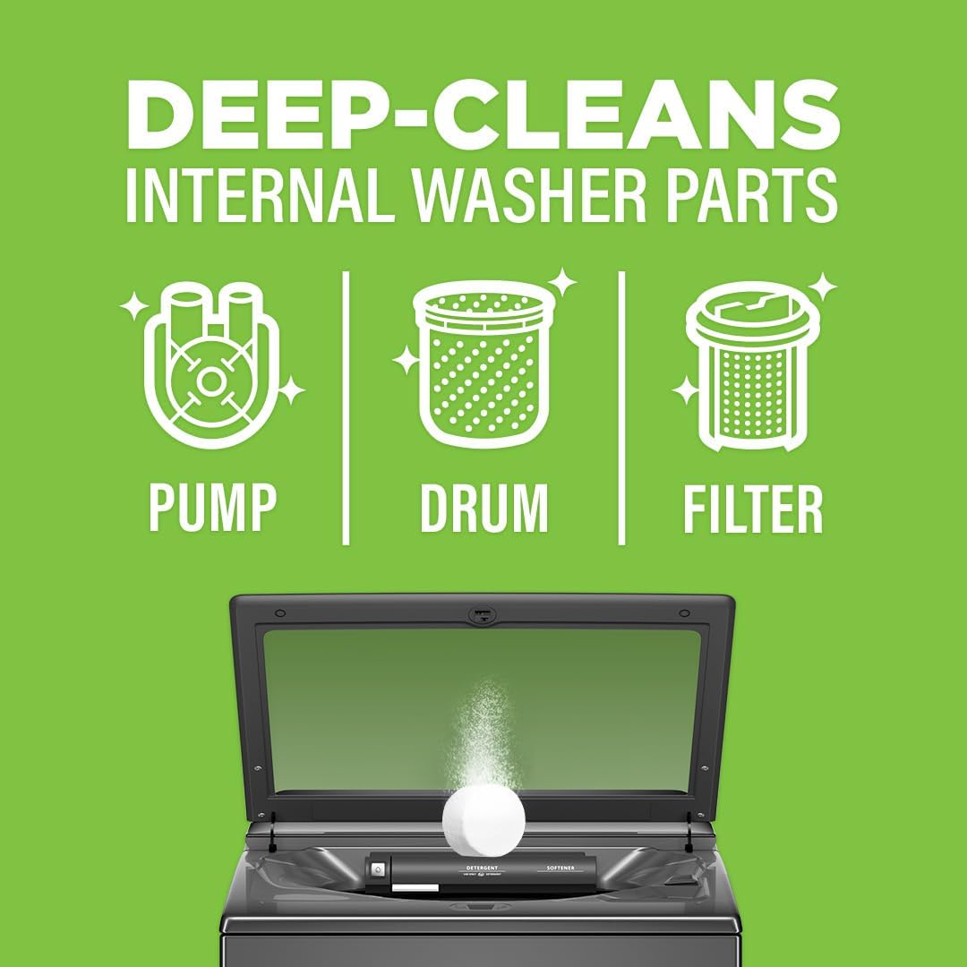 citrus-scented detergent tablets designed to penetrate pump, valve, drum, and filter components
