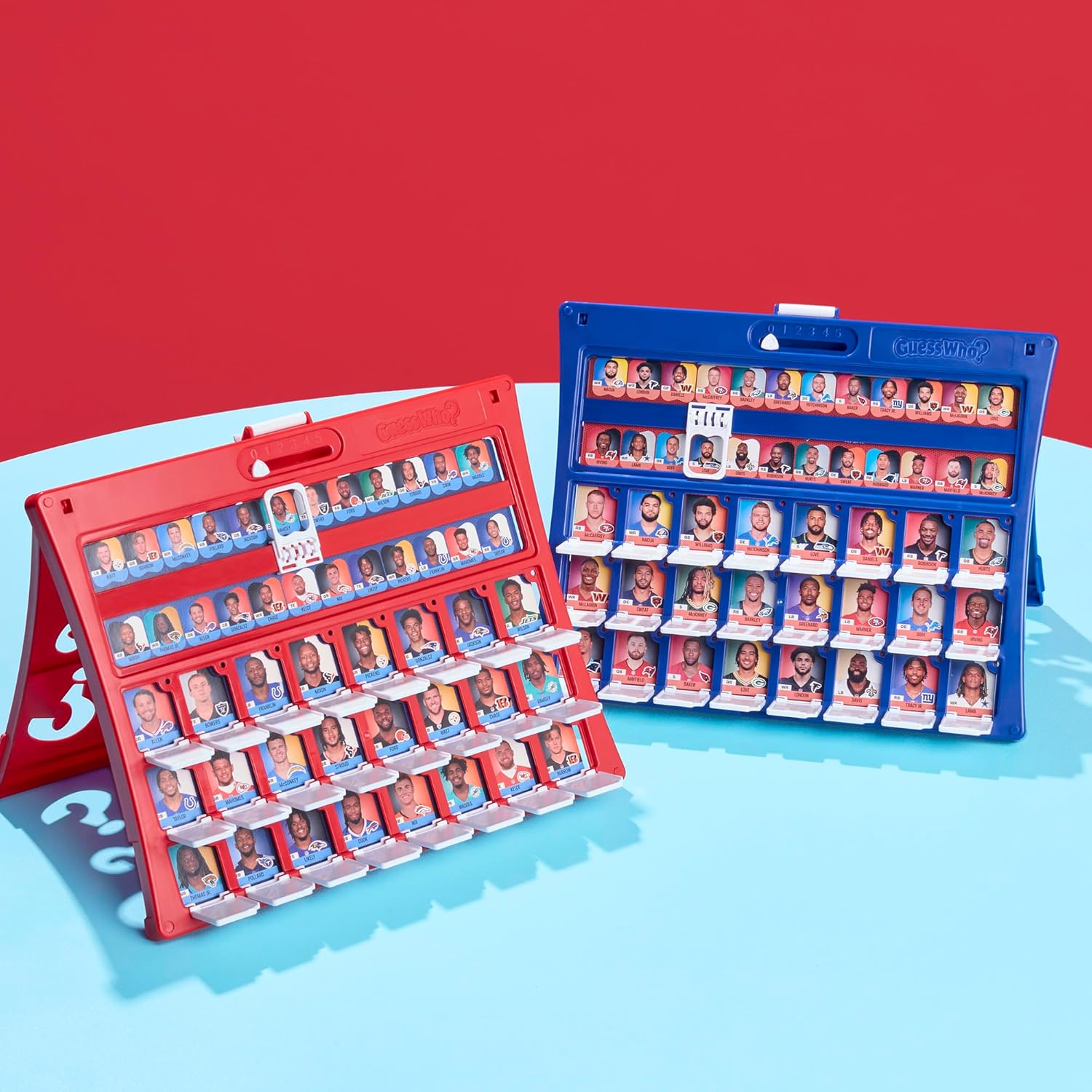 classic guess who? yes/no question mechanic adapted for football attributes like position and uniform color