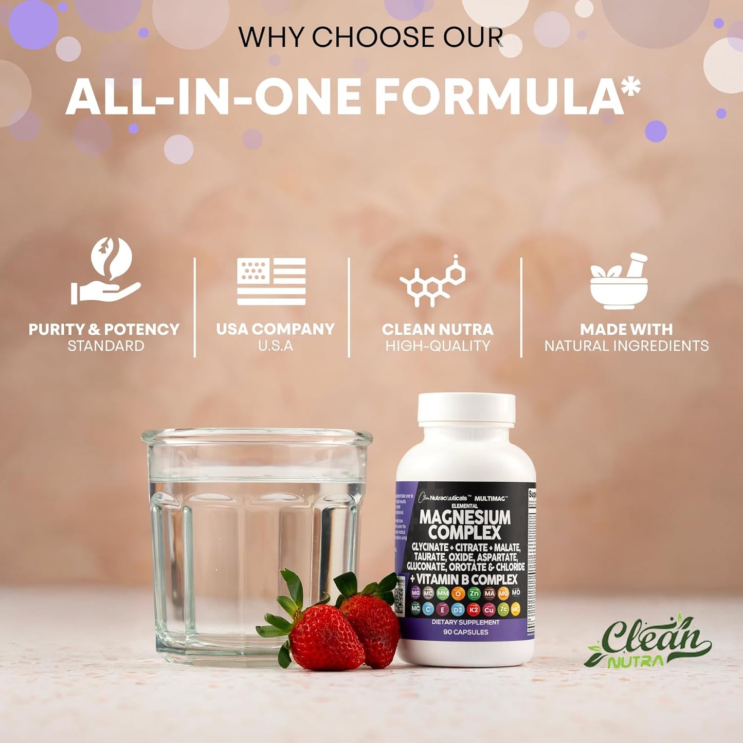 Clean Nutraceuticals Magnesium Complex – Bedside Sleep Support for Nightly Wind-Down Routines