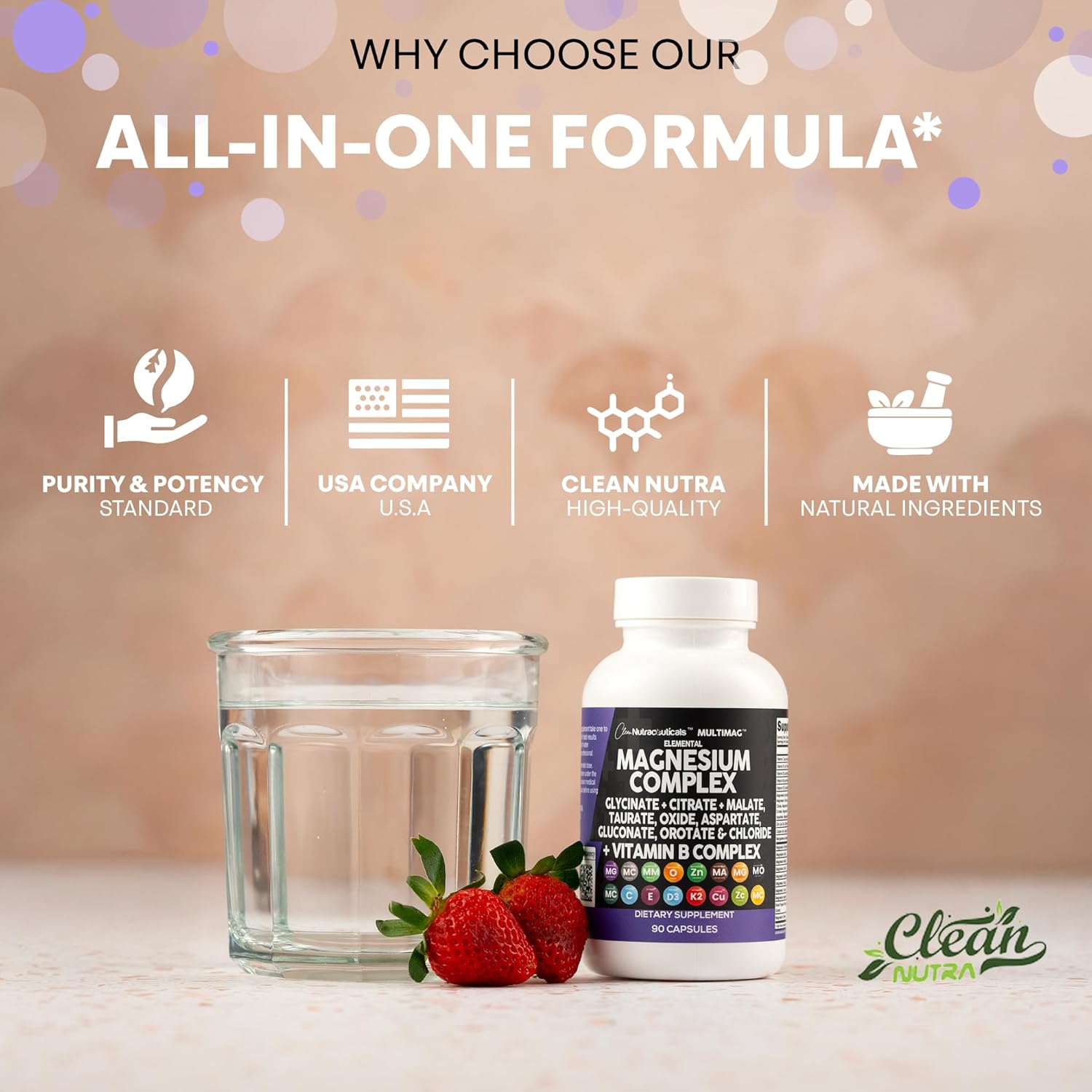 Clean Nutraceuticals Magnesium Complex – Bedside Sleep Support for Nightly Wind-Down Routines