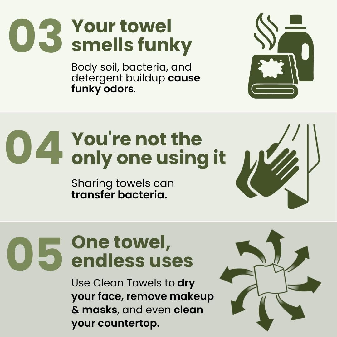 Clean Skin Club Bamboo Viscose Clean Towels XL – Nightly Skincare Ritual Towel for Sensitive Acne-Prone Skin