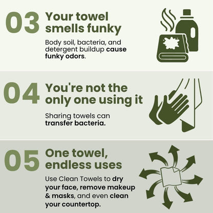 Clean Skin Club Bamboo Viscose Clean Towels XL – Nightly Skincare Ritual Towel for Sensitive Acne-Prone Skin