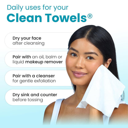 CLEAN SKIN CLUB Blemish Control Clean Towels XL – Disposable Exfoliating Facial Wipes for a Mindful Wind-Down Routine, Spa-Like Self Care for Oily Skin, 50 Count