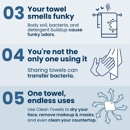 Clean Skin Club Clean Towels XL 50-Count Disposable Bamboo Face Towels for Nightly Wind-Down Skincare Ritual and Sensitive Skin