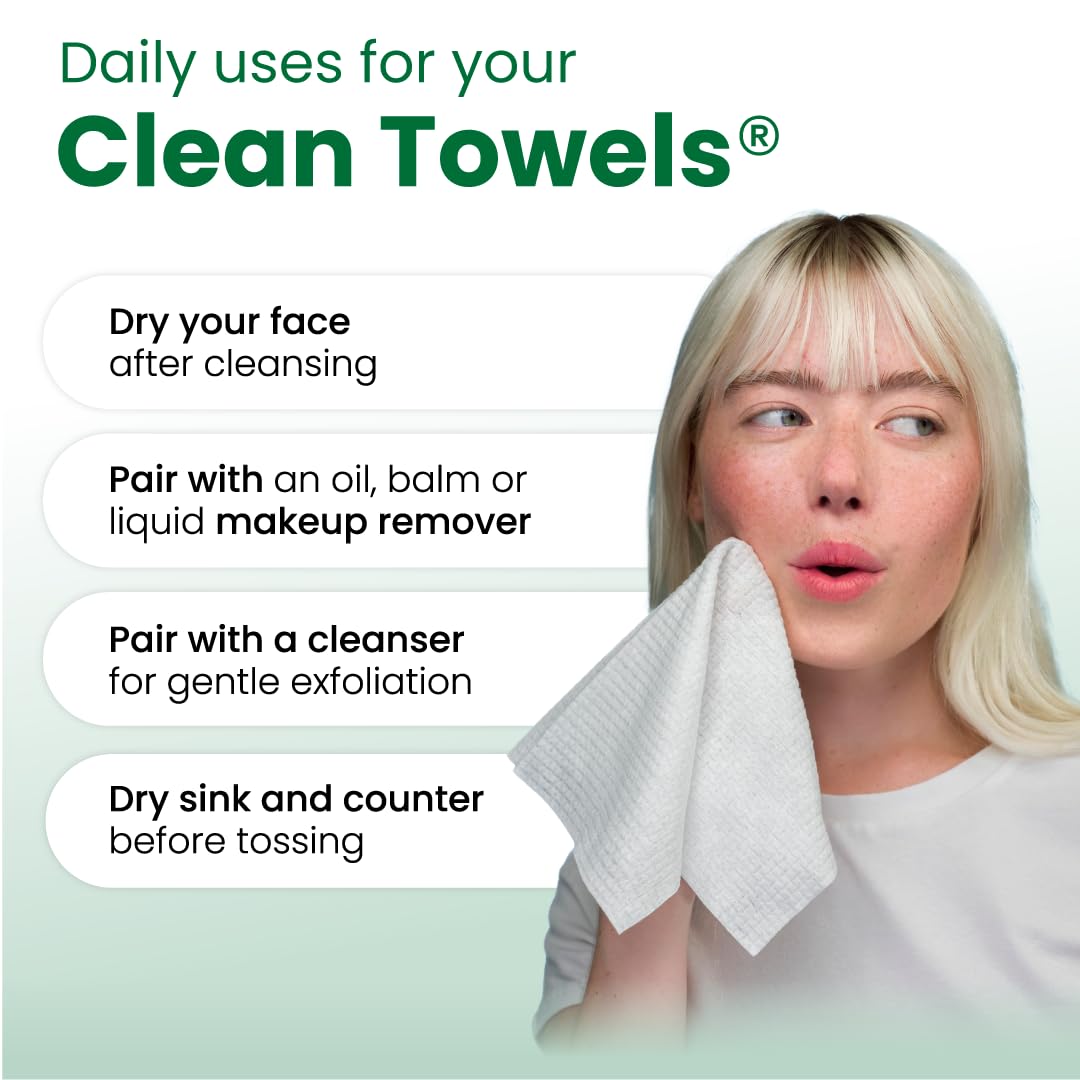 Clean Skin Club Clean Towels® XL Sensitive Skin – Thoughtful Skincare Gift for Mom, Soothing Aloe & Glycerin Disposable Face Towels, 50 Count