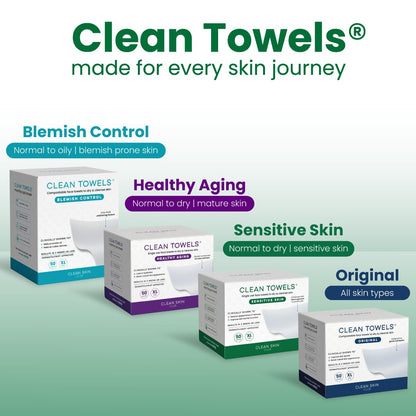 Clean Skin Club Clean Towels® XL Sensitive Skin – Thoughtful Skincare Gift for Mom, Soothing Aloe & Glycerin Disposable Face Towels, 50 Count