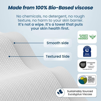 Clean Skin Club Clean Towels XL Supreme – Gentle Disposable Face Cleansing Cloth for Sensitive Self-Care Routines