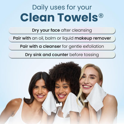 Clean Skin Club Clean Towels XL Variety 4-Pack – Thoughtful Skincare Gift for Mom on Her Birthday