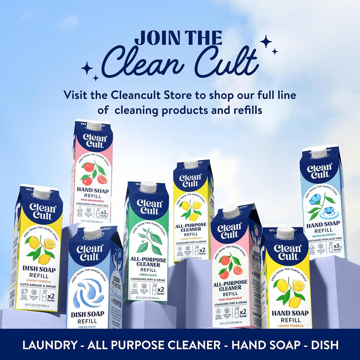 Cleancult Liquid Hand Soap Refill for Holiday Gifting, Thoughtful Non-Toxic Hand Wash in Paper-Based Packaging