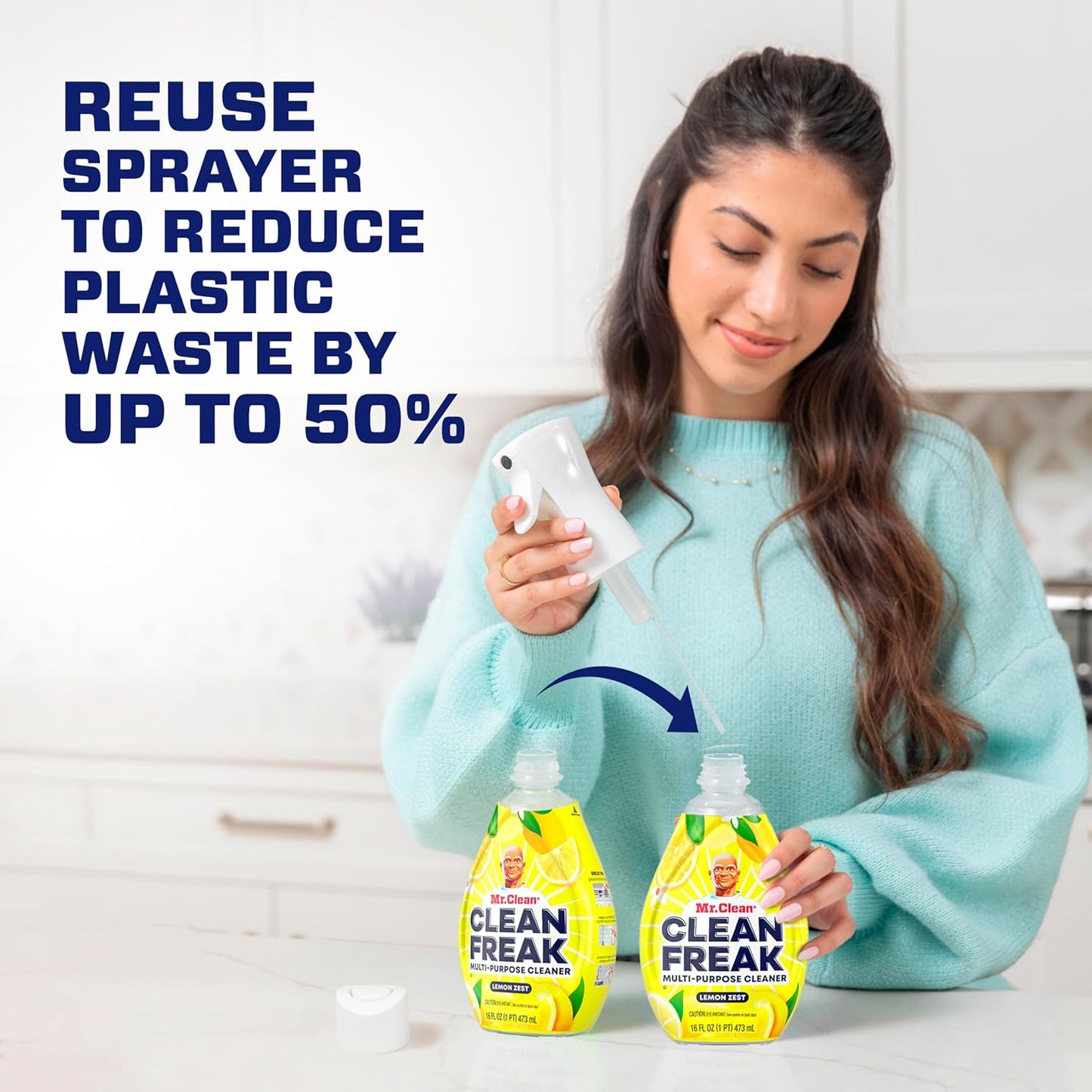 cleaning mist that activates on contact to cut grease, grime, and soap scum instantly