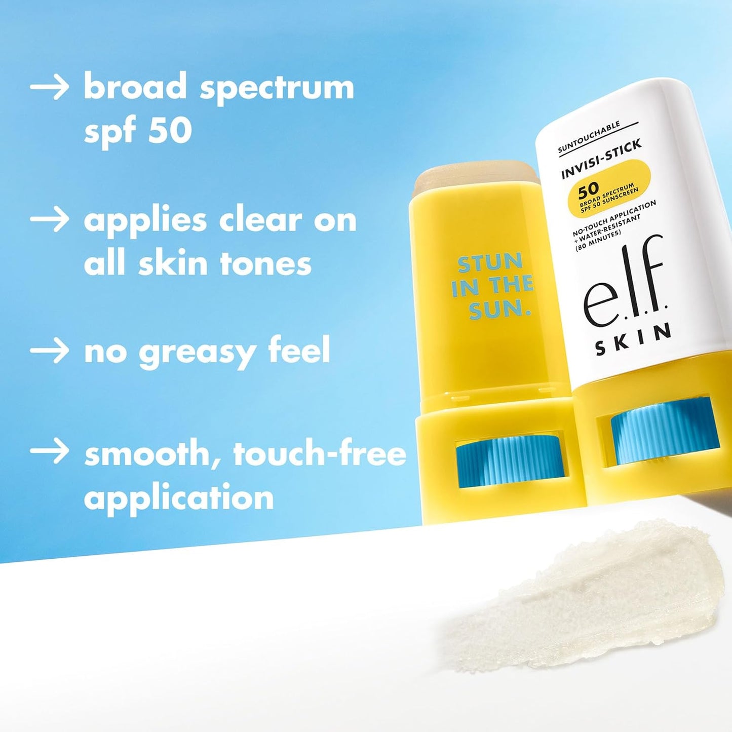 clear, non-greasy, no-white-cast formula suitable for all skin tones