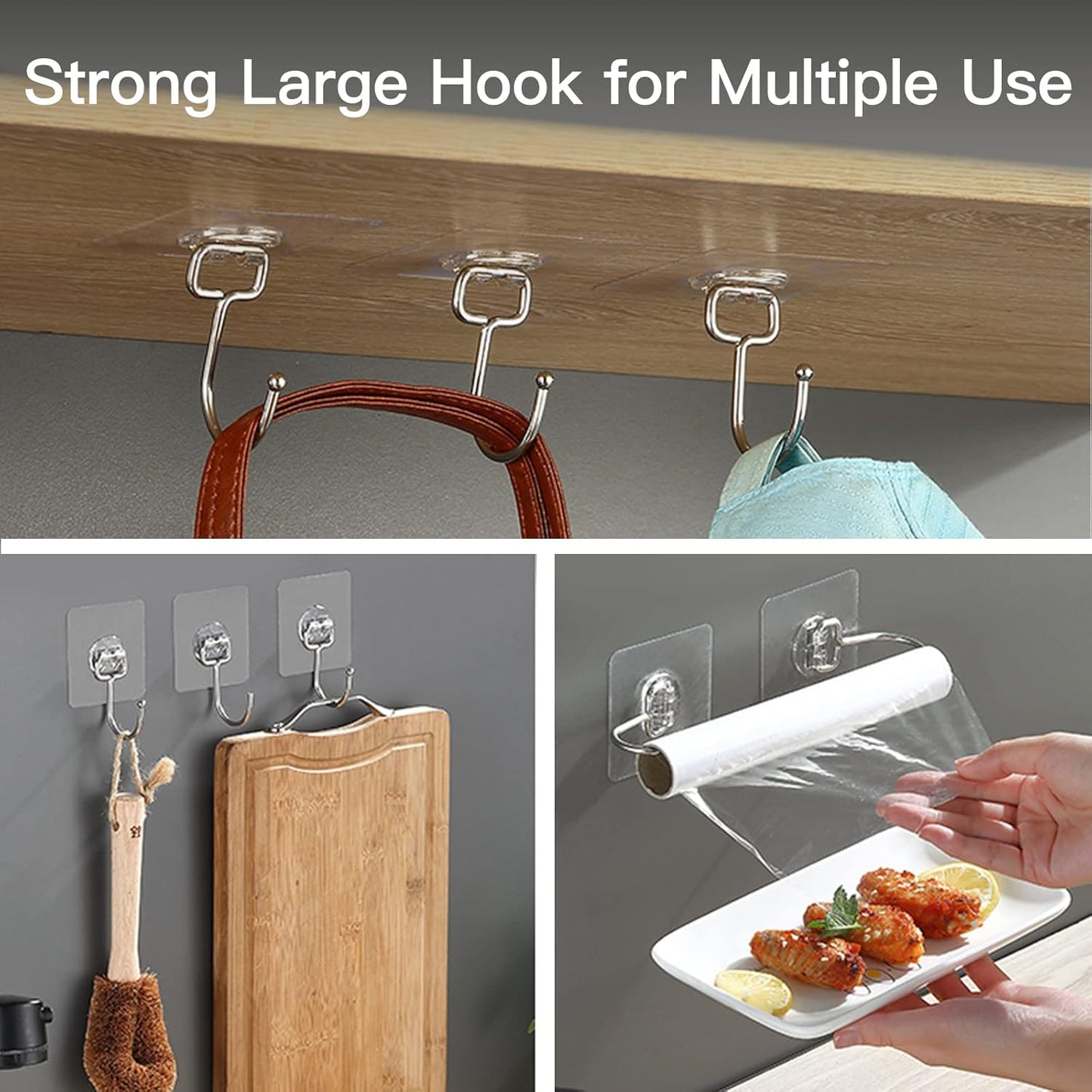 ClearWall Hooks – Living Room Wall Decor, Heavy-Duty Adhesive Hooks for Framed Art and Plants