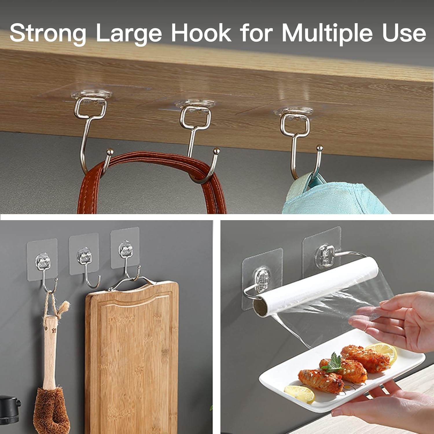 ClearWall Hooks – Living Room Wall Decor, Heavy-Duty Adhesive Hooks for Framed Art and Plants