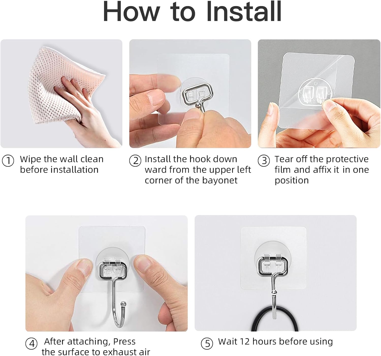 ClearWall Hooks – Living Room Wall Decor, Heavy-Duty Adhesive Hooks for Framed Art and Plants