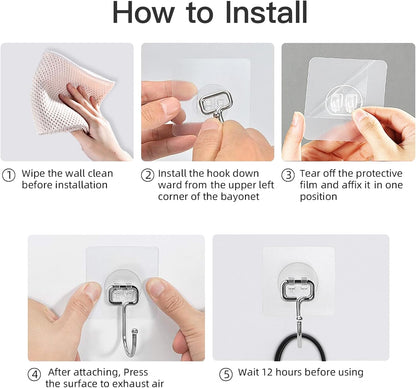 ClearWall Hooks – Living Room Wall Decor, Heavy-Duty Adhesive Hooks for Framed Art and Plants
