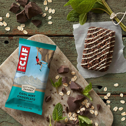 CLIF BAR Cool Mint Chocolate Protein Bar - Plant-Based Pre-Workout Fuel for Mindful Fitness Routines
