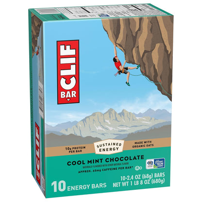 CLIF BAR Cool Mint Chocolate Protein Bar - Trail-Ready Energy for Hiking, Cycling & Backpacking