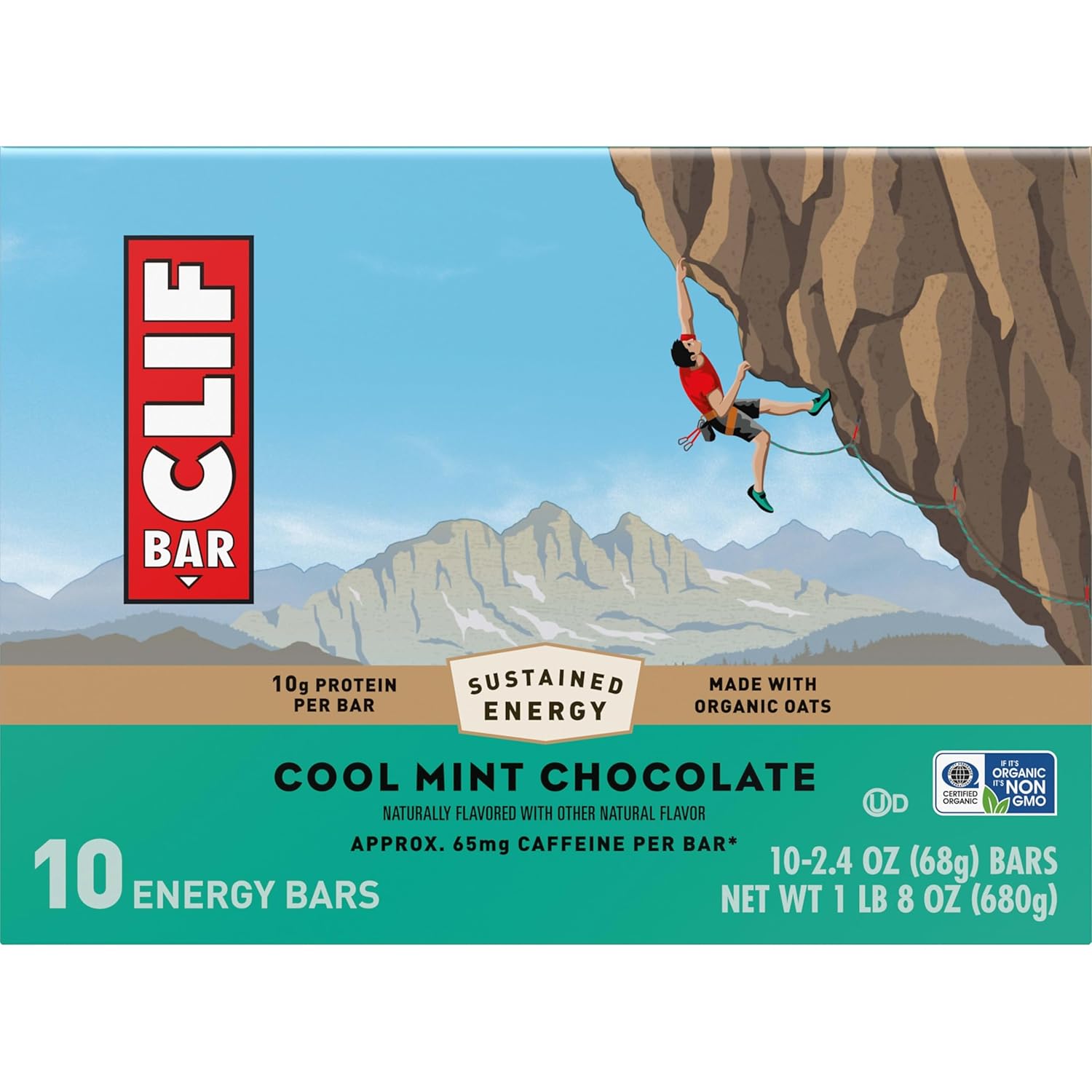 CLIF BAR Cool Mint Chocolate Protein Bar - Trail-Ready Energy for Hiking, Cycling & Backpacking