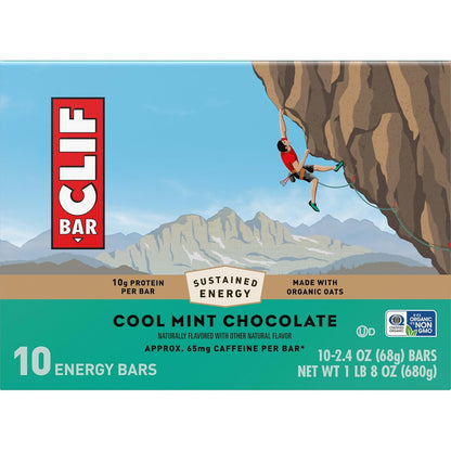CLIF BAR Cool Mint Chocolate Protein Bar - Trail-Ready Energy for Hiking, Cycling & Backpacking