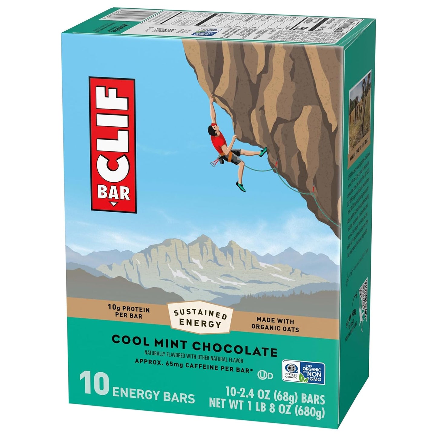 CLIF BAR Cool Mint Chocolate Protein Bar - Trail-Ready Energy for Hiking, Cycling & Backpacking