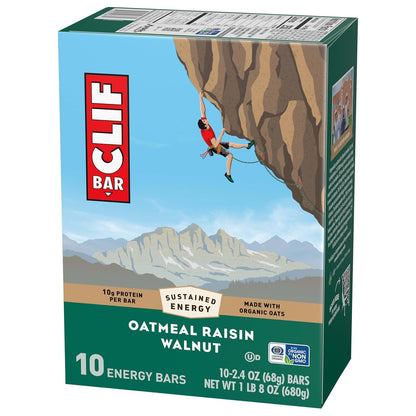 CLIF BAR Energy Protein Bars – Portable Cycling Snack with 10g Plant Protein for Long-Distance Bike Rides, Oatmeal Raisin Walnut