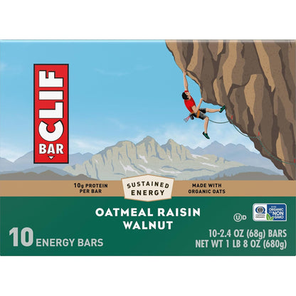 CLIF BAR Energy Protein Bars – Portable Cycling Snack with 10g Plant Protein for Long-Distance Bike Rides, Oatmeal Raisin Walnut