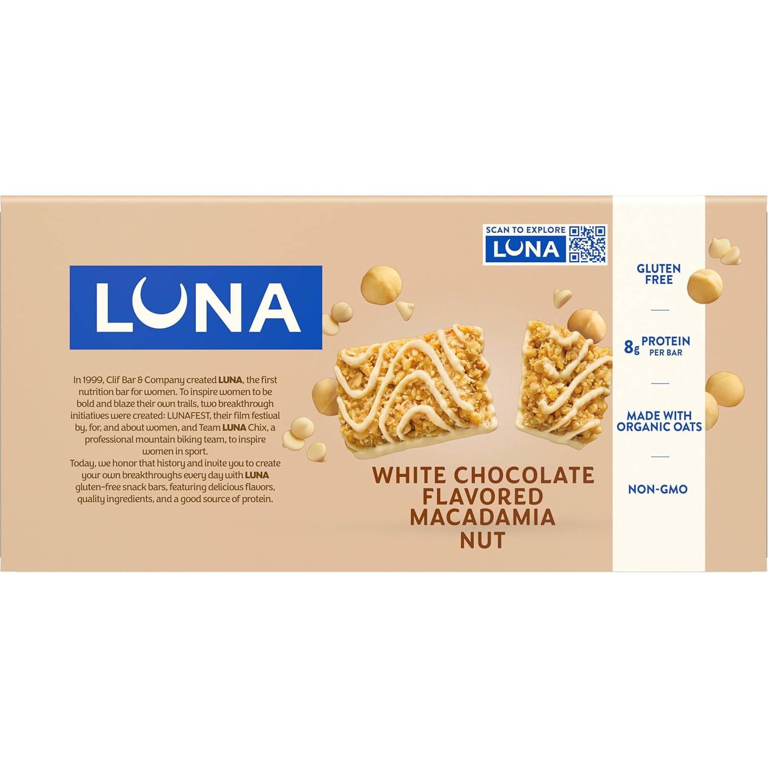 Clif Bar Luna White Chocolate Macadamia – Mindful Plant-Based Snack for Yoga Studio and Meditation Retreat Recovery