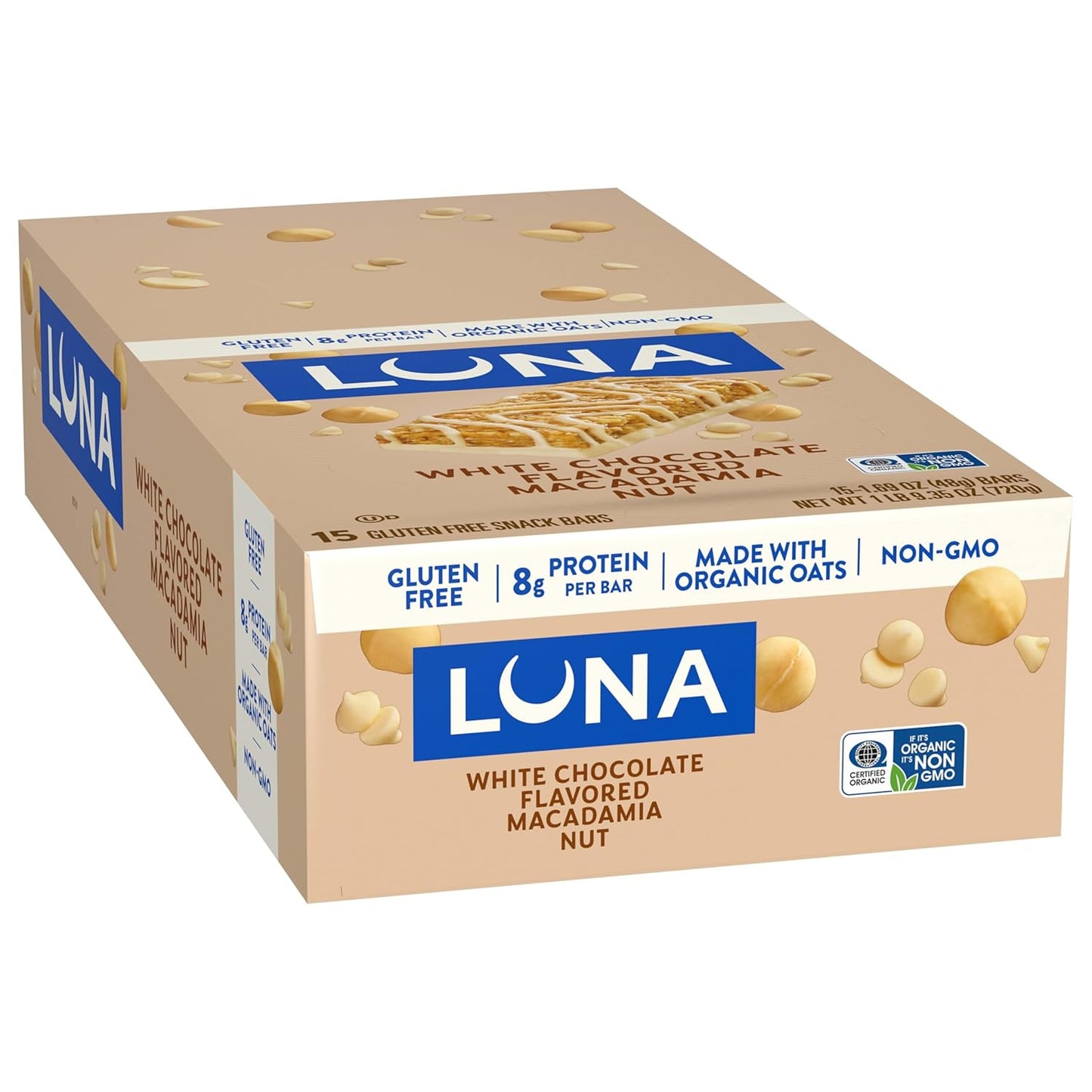 Clif Bar Luna White Chocolate Macadamia – Mindful Plant-Based Snack for Yoga Studio and Meditation Retreat Recovery