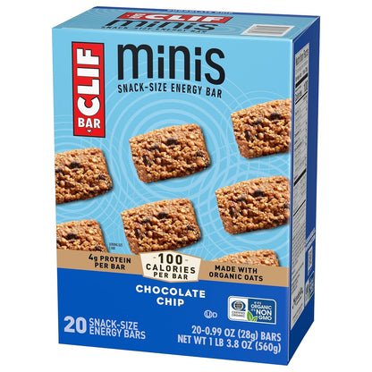 CLIF BAR Minis Chocolate Chip Snack-Size Energy Bars for Hiking, Cycling, and Trail Fuel