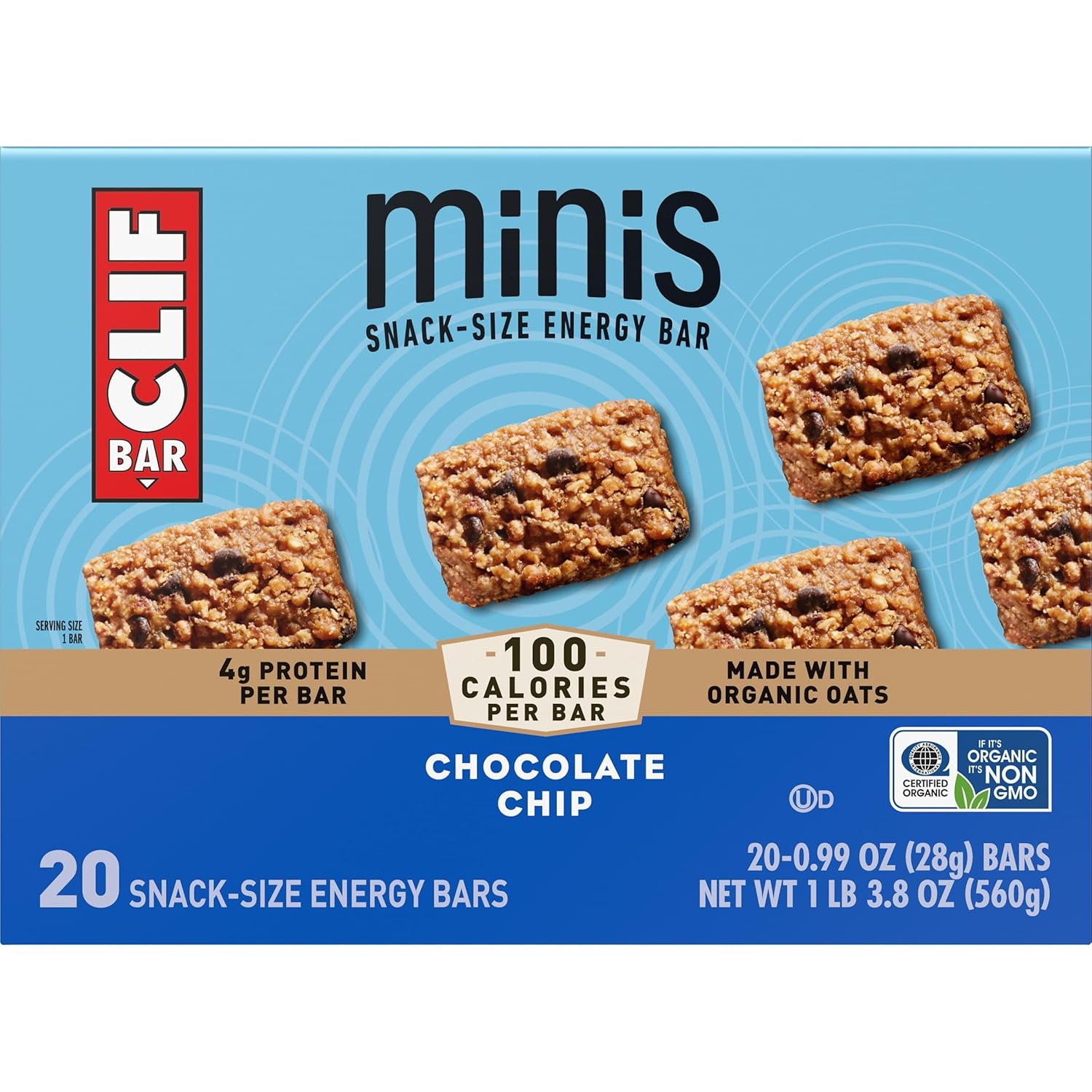 CLIF BAR Minis Chocolate Chip Snack-Size Energy Bars for Hiking, Cycling, and Trail Fuel