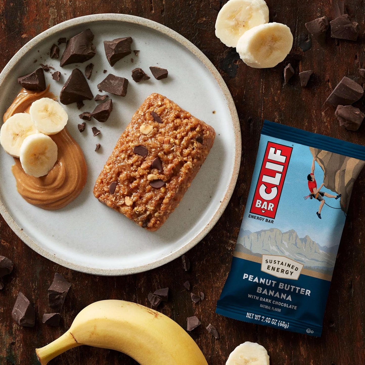 CLIF BAR Peanut Butter Banana Energy Bars – Office Desk Snack for Sustained Focus Through Long Workdays, 10g Plant Protein, 10 Pack