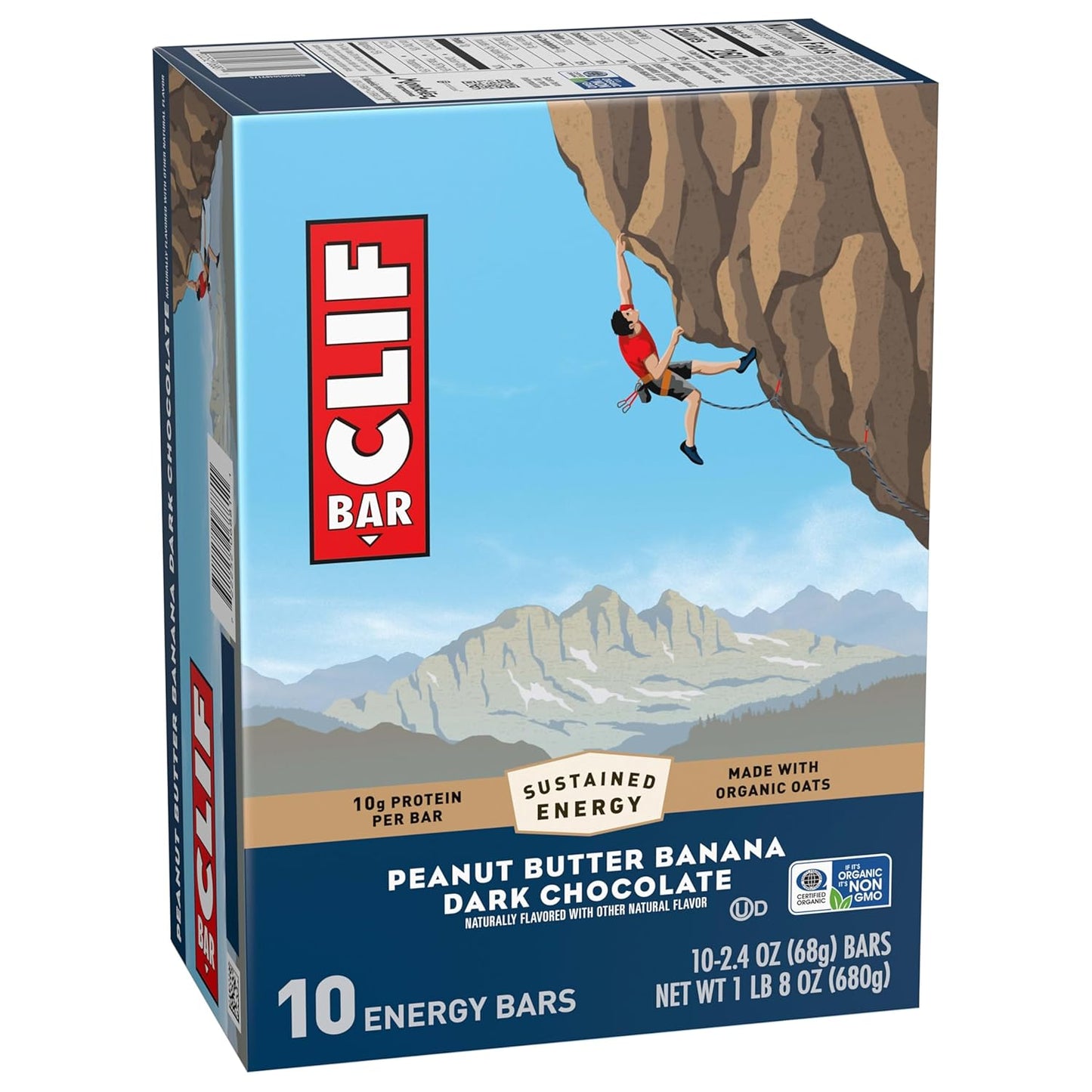 CLIF BAR Peanut Butter Banana Energy Bars – Office Desk Snack for Sustained Focus Through Long Workdays, 10g Plant Protein, 10 Pack