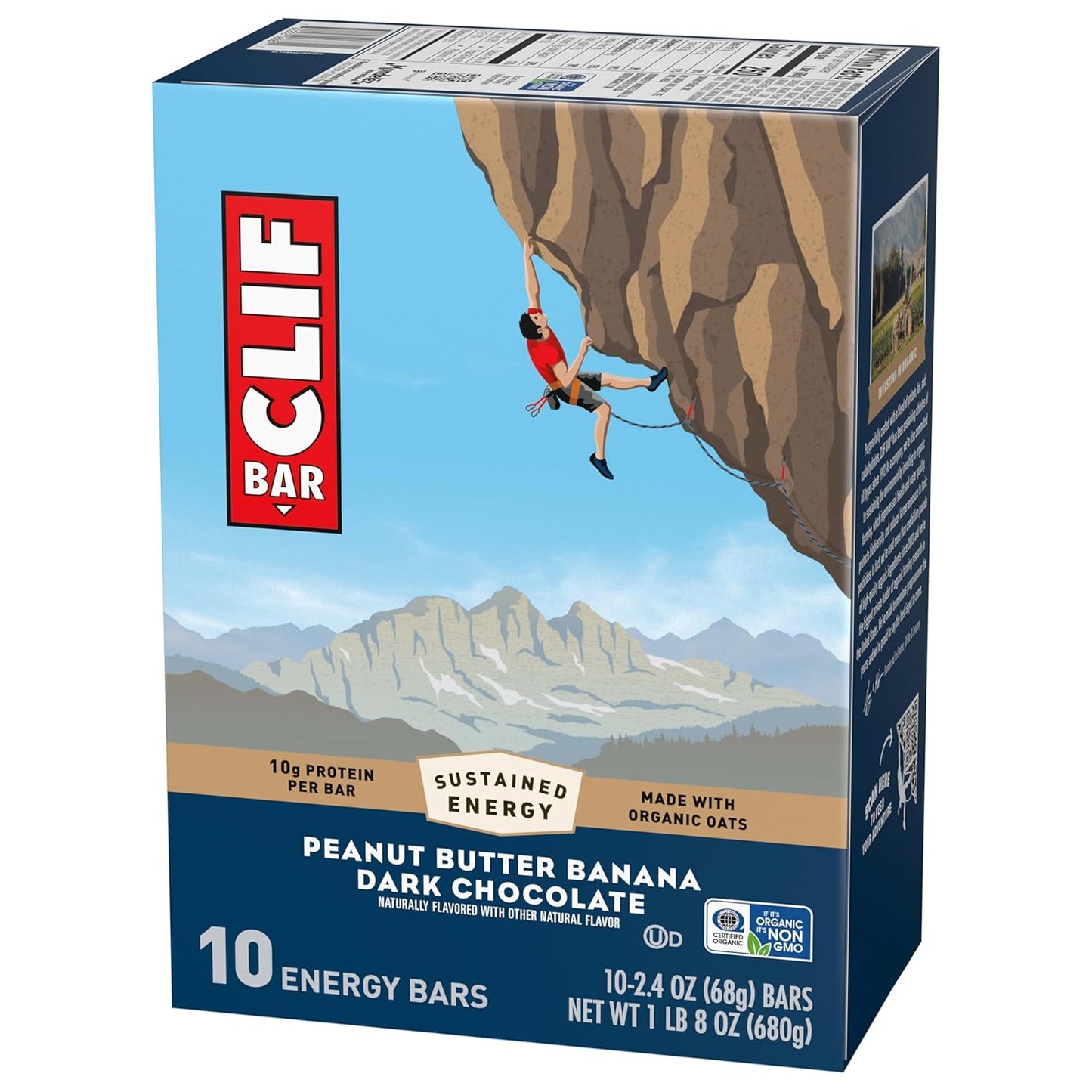 CLIF BAR Peanut Butter Banana Energy Bars – Office Desk Snack for Sustained Focus Through Long Workdays, 10g Plant Protein, 10 Pack