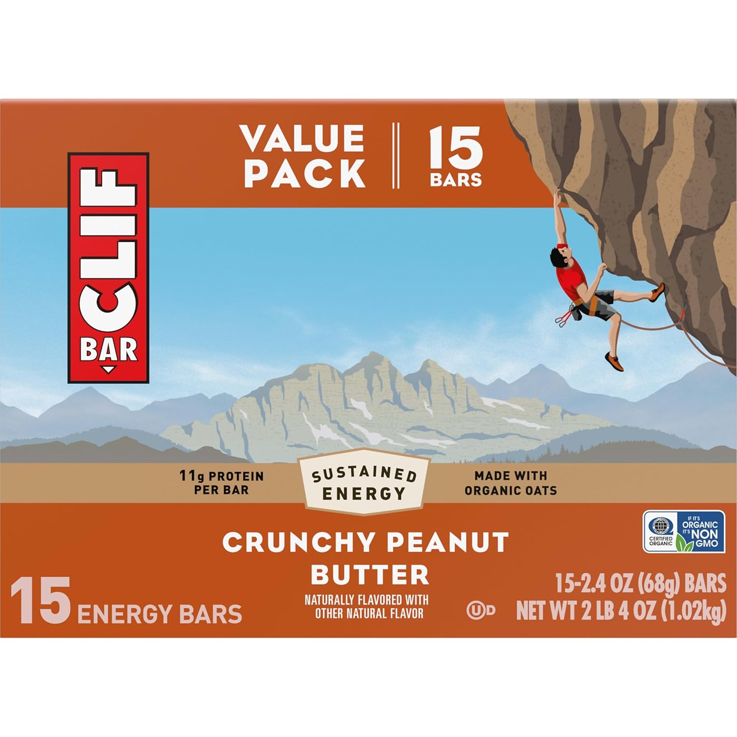 CLIF BAR Plant-Based Protein Bar – Clean-Eating Office Snack with Organic Oats, 15-Count