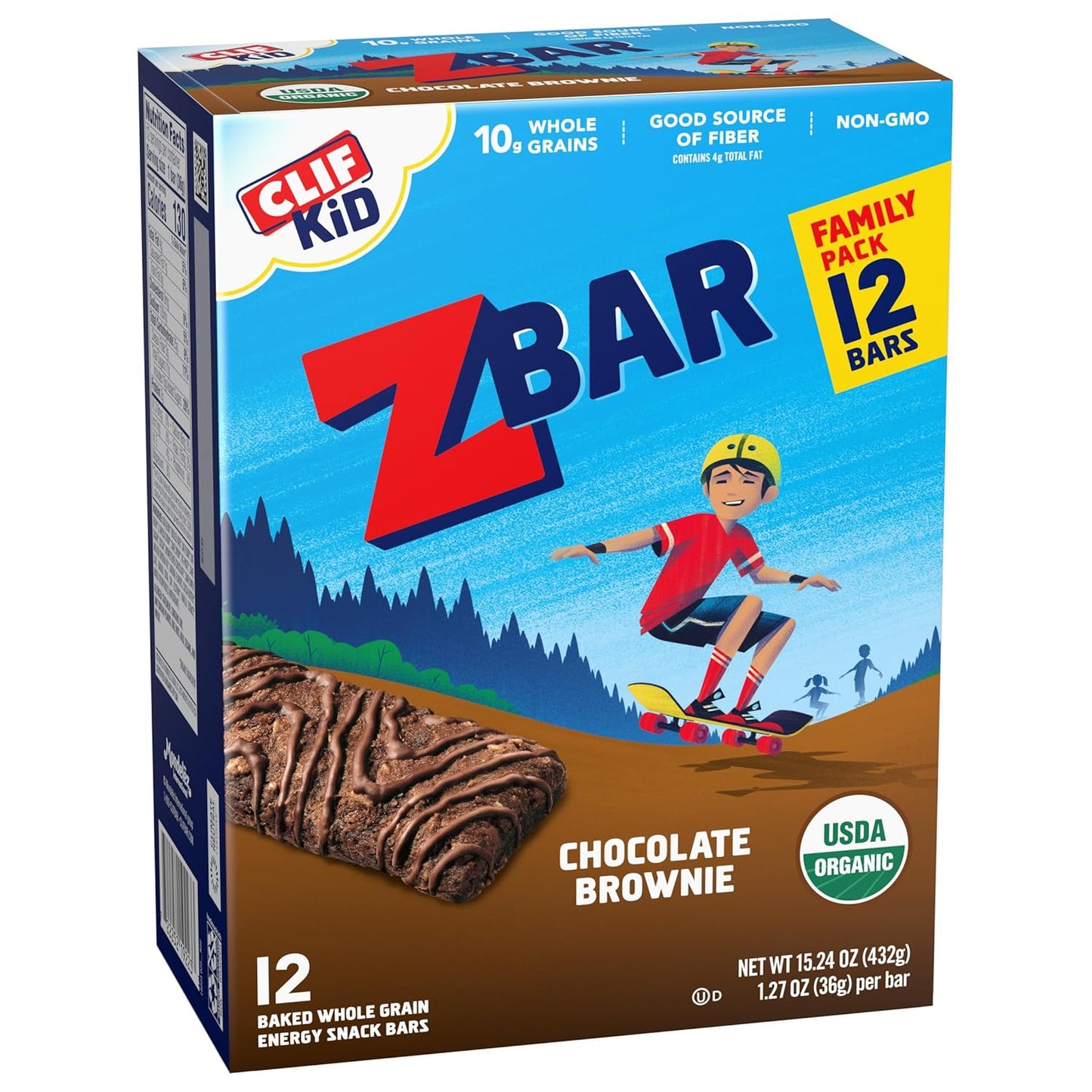 CLIF Kid Zbar Chocolate Brownie Bars – Clean-Label Organic Snack for Health-Conscious Families, 12 Pack