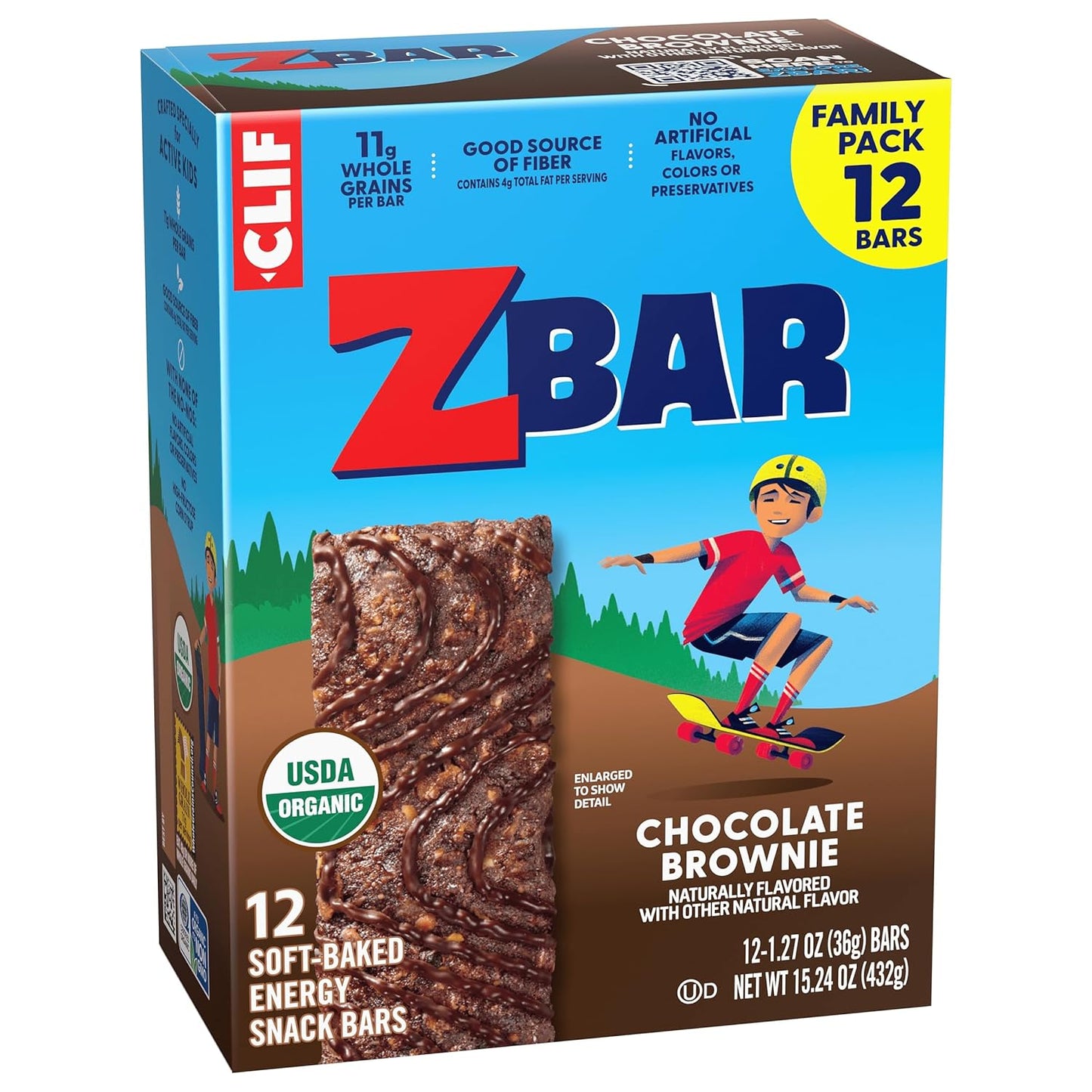 CLIF Kid Zbar Chocolate Brownie Bars – Clean-Label Organic Snack for Health-Conscious Families, 12 Pack